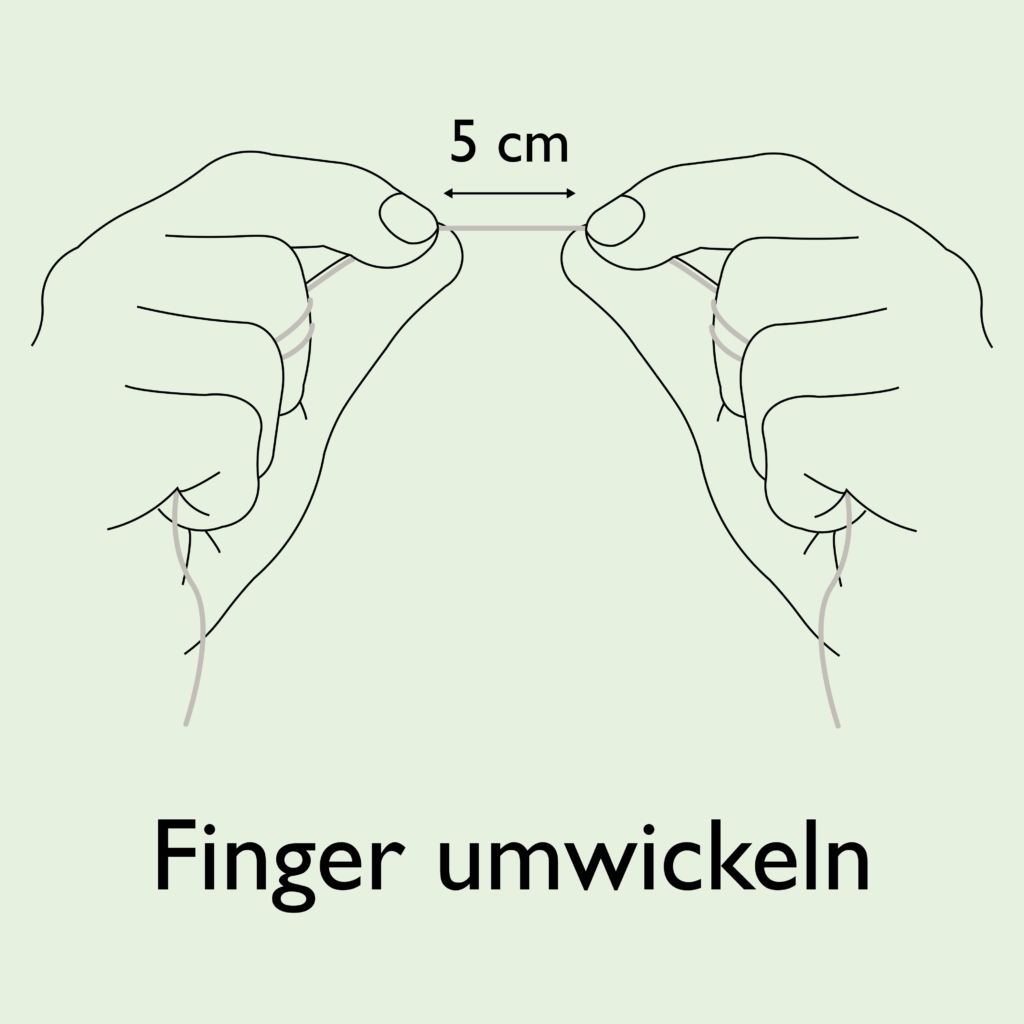 Zahnseide um die Finger wickeln